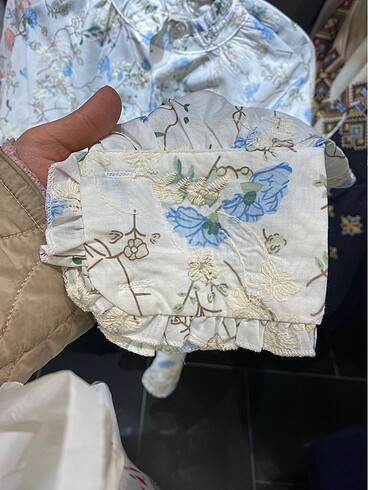 H&M Mavi Çiçek dokumalı gömlek