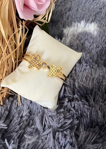 Altın Renkli Ayıcık Figürlü Kadın Bileklik - Görsel 2