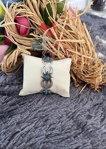 Turkuaz Taşlı güneş simgeli Kadın Bileklik - Görsel 3