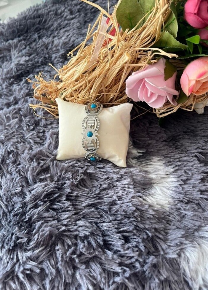 Turkuaz Taşlı güneş simgeli Kadın Bileklik - Görsel 2