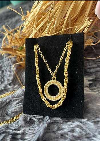 Zincir Detaylı Altın renkli Kolye - Görsel 6