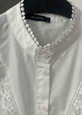 Düğmeli Beyaz Bohem Pamuk Gömlek - Görsel 4