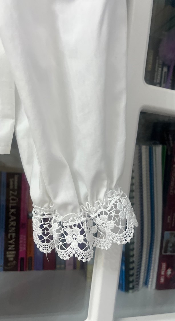 Düğmeli Beyaz Bohem Pamuk Gömlek - Görsel 2