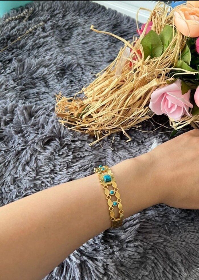 Turkuaz Boncuklu Kadın Bileklik - Görsel 2