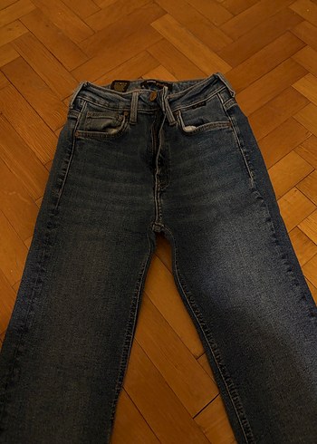 xs Beden lacivert Renk Kadın Koyu Kahverengi Regular Fit Denim Pantolon