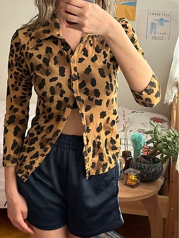 Leopar vintage gömlek y2k // adl gömlek // 2000s şık gömlek