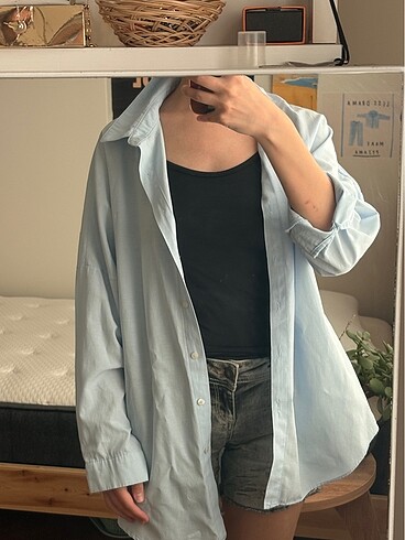 Bershka Mavi gömlek - uzun gömlek