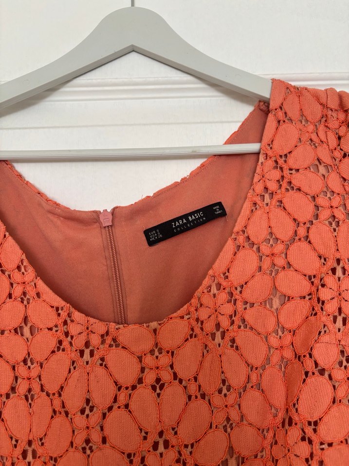 Dantel Detaylı Turuncu Midi Hamile Elbisesi - Görsel 2