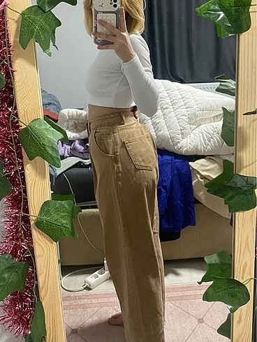 Zara camel renk baggy jean