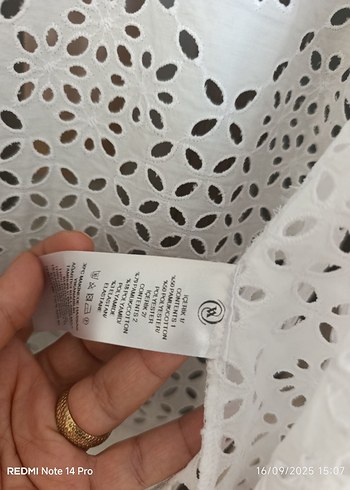 s Beden beyaz Renk Kadın Beyaz Mini V Yaka Dantel Gömlek