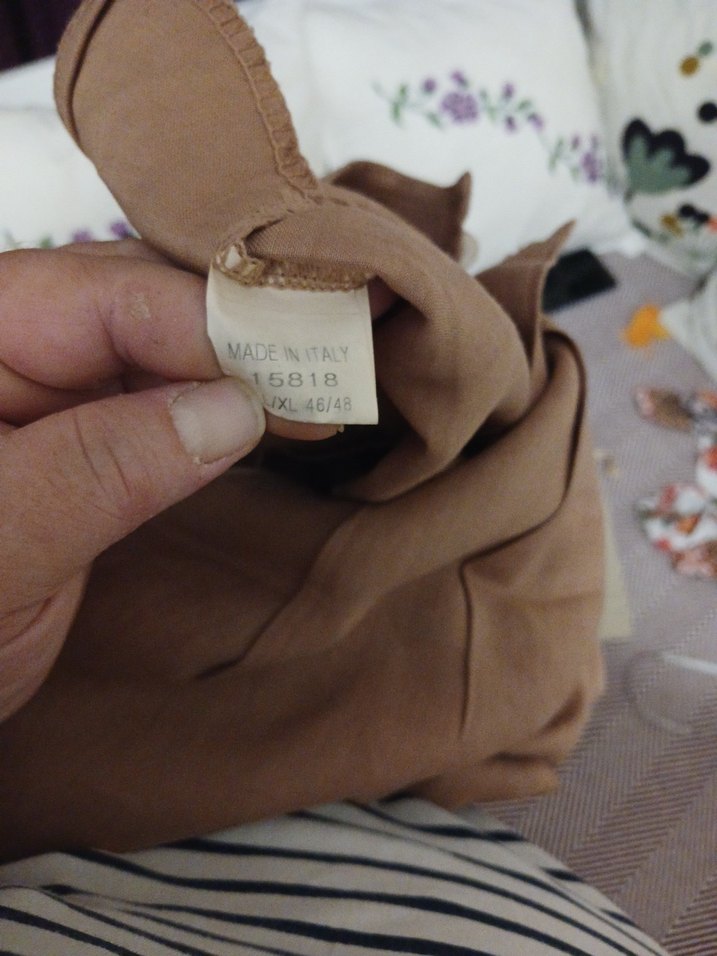 Bej Düğmeli Bol Kesim Keten Kadın Pantolon - Görsel 2