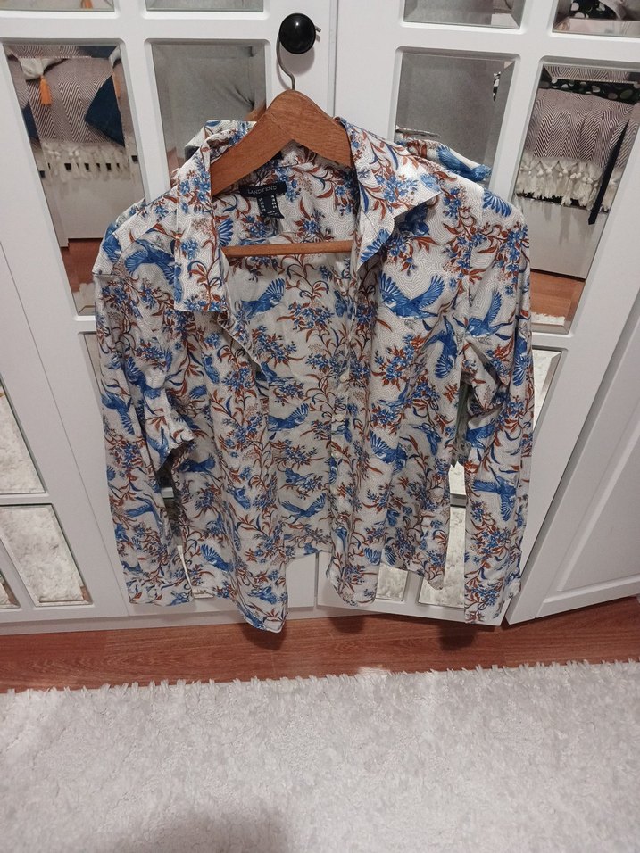 Gri Baskılı Kadın Gömlek, Uzun Kollu, Salaş Kesim - Görsel 2