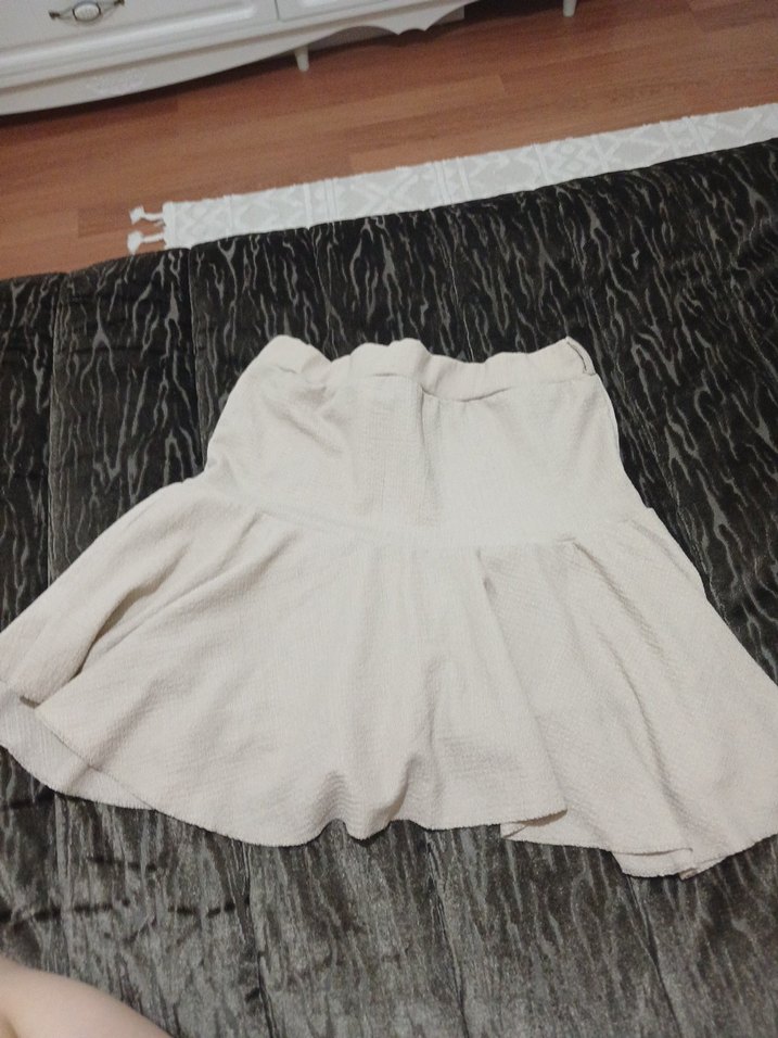 Bej  Midi Etek Fırfırlı Rahat Kesim - Görsel 2