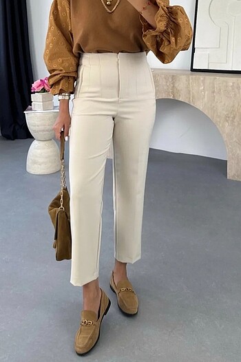 Bircançil krem cigarette pantolon