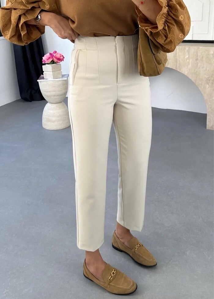 Bircançil krem cigarette pantolon - Görsel 2