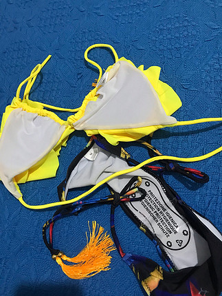 Sarı fırfır detaylı bikini takımı