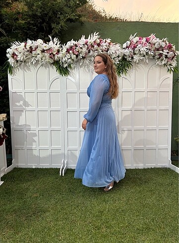 Piliseli mavi elbise - Görsel 5