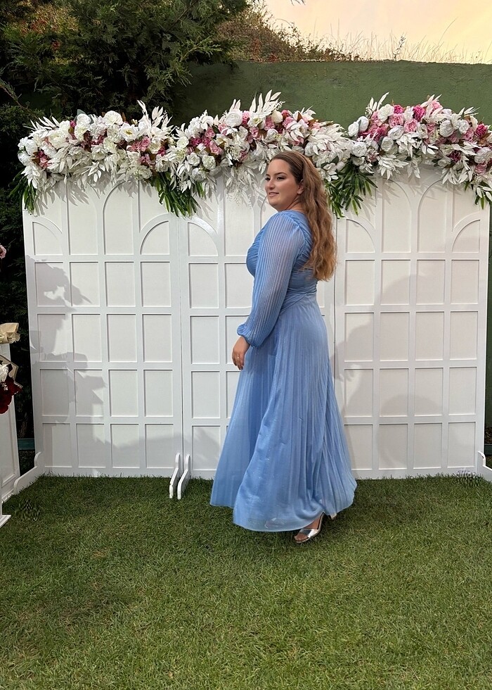 Piliseli mavi elbise - Görsel 5