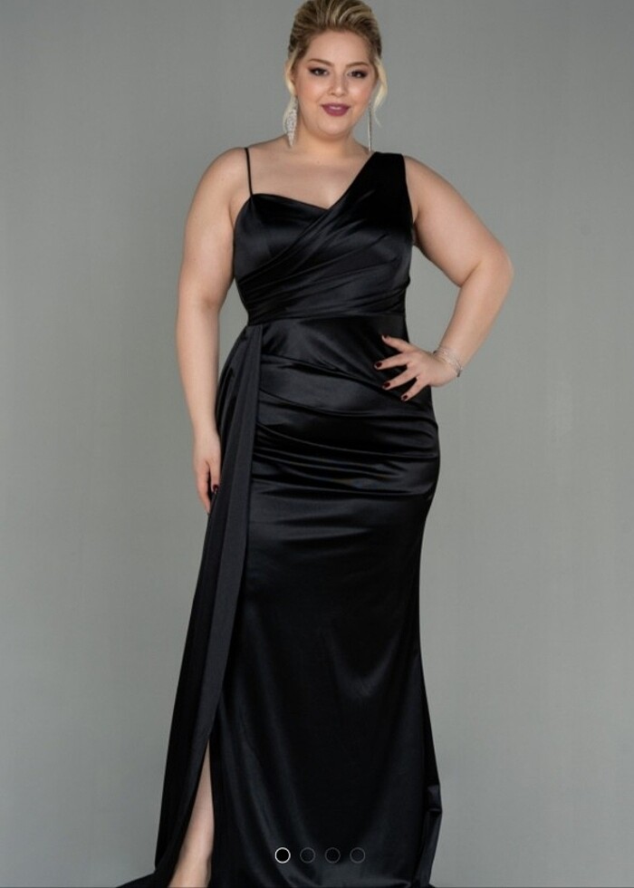 Siyah saten abiye - Görsel 4