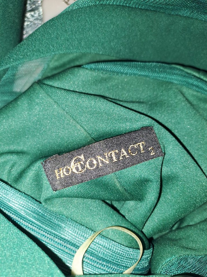 Uzun Yeşil V Yaka Kolsuz Kadın Abiye - Görsel 2