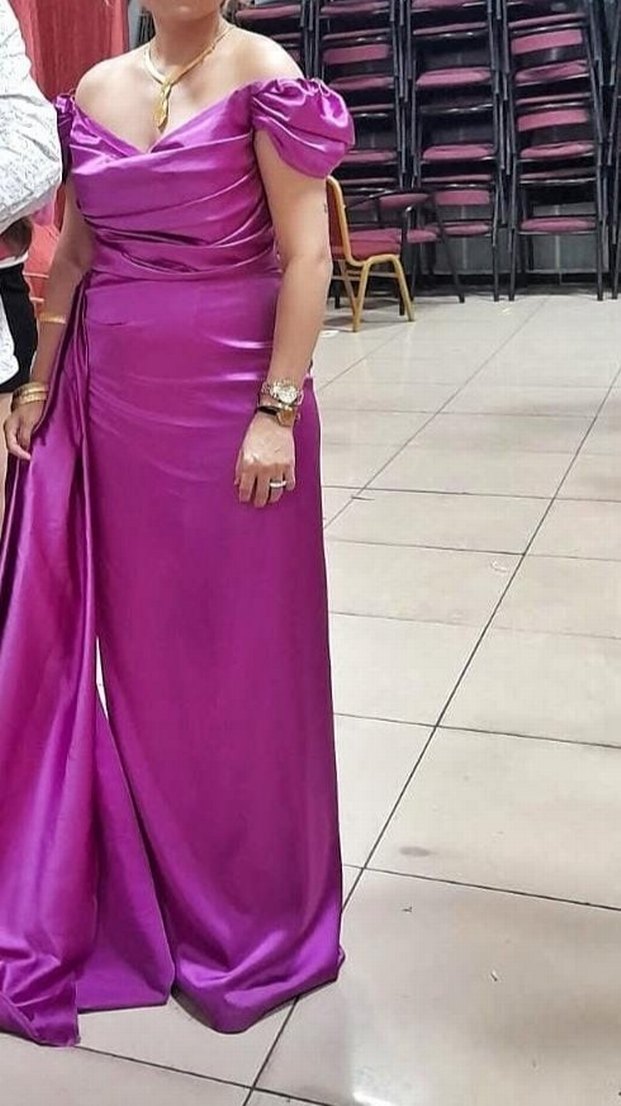 Fuşya Drapeli Uzun Abiye Elbise - Görsel 3