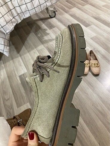 38 Beden haki Renk yeşil loafer thrift