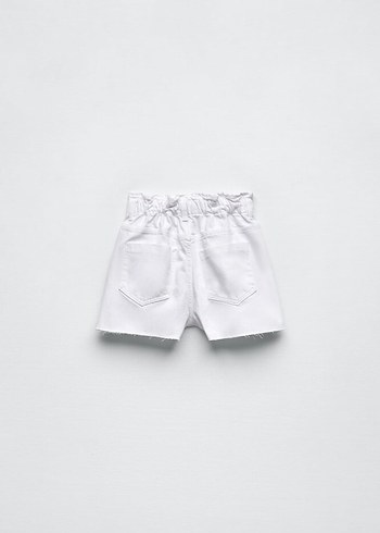 Zara Zara Beyaz Mini Düğmeli Denim Şort