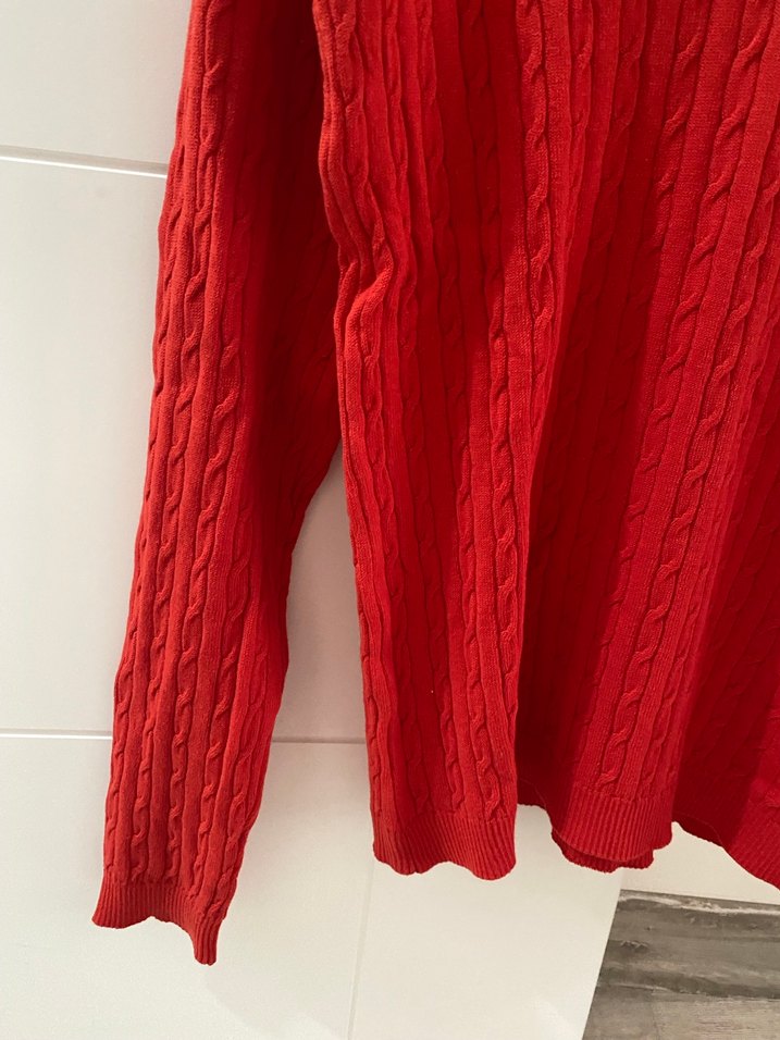 Kırmızı V Yaka Kadın Triko Kazak - Görsel 4