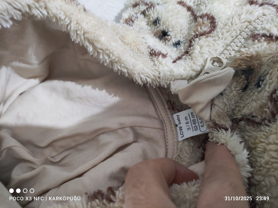 Kürk Detaylı Kahverengi Bebek Tulumu - Görsel 3