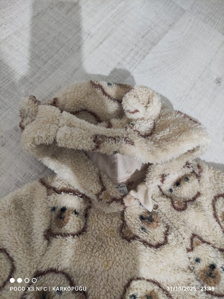 Kürk Detaylı Kahverengi Bebek Tulumu - Görsel 4