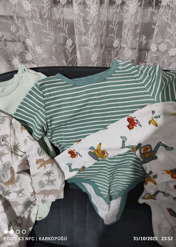 Uzun Kollu Gri Desenli Bebek Body - Görsel 5