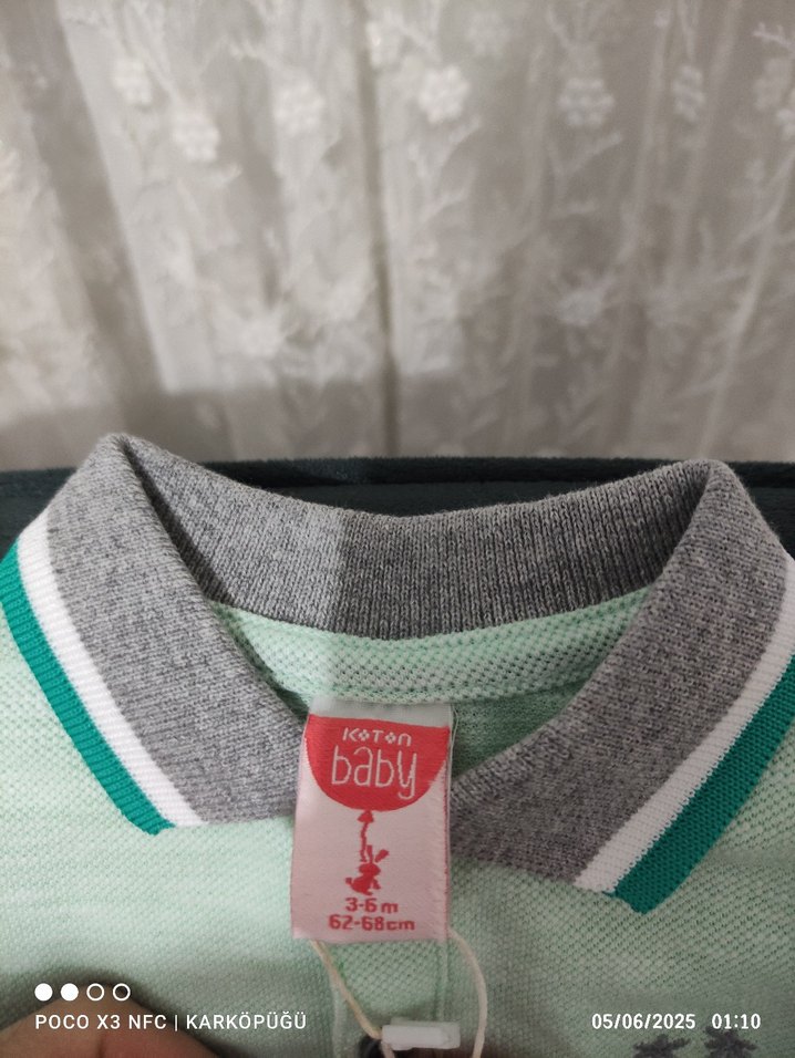 Salopet takım polo yaka tişört ve çit çitli badi - Görsel 3