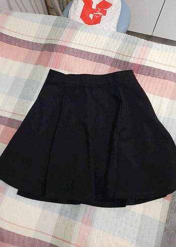 Kadın Siyah Pilili Mini Etek