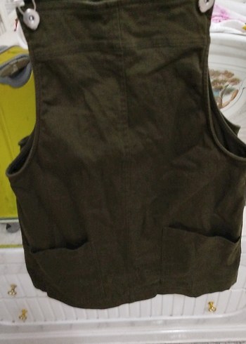 Kadın Haki Renk Kemerli Kısa Salopet - Görsel 3