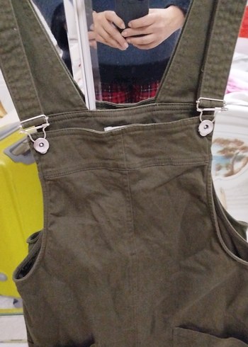 Kadın Haki Renk Kemerli Kısa Salopet - Görsel 4