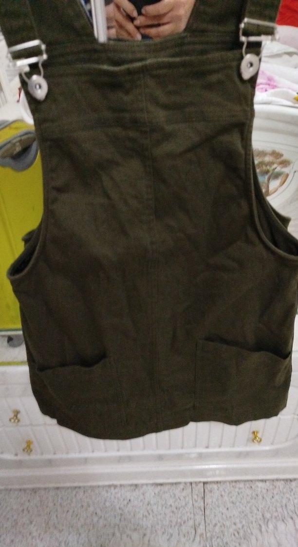 Kadın Haki Renk Kemerli Kısa Salopet - Görsel 3