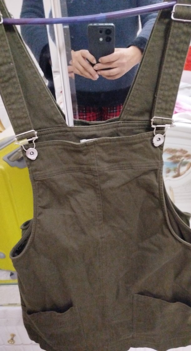 Kadın Haki Renk Kemerli Kısa Salopet - Görsel 4