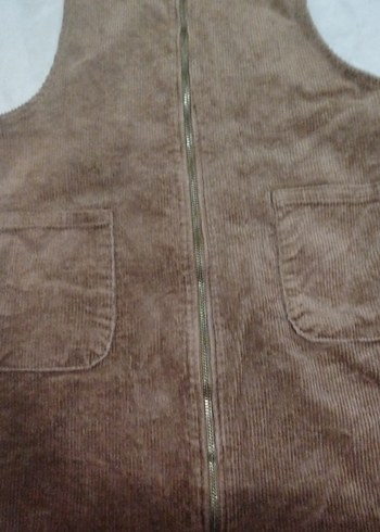 Kahverengi Süet Kadın kadife salopet m L - Görsel 4