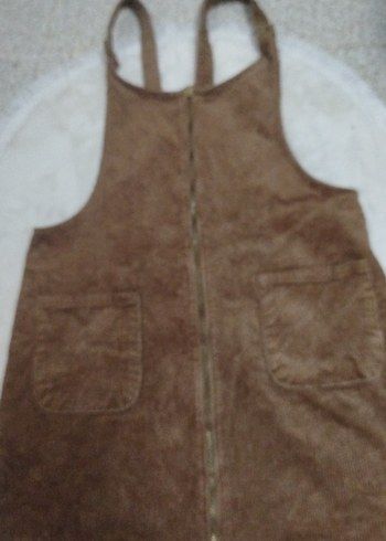 Kahverengi Süet Kadın kadife salopet m L - Görsel 2