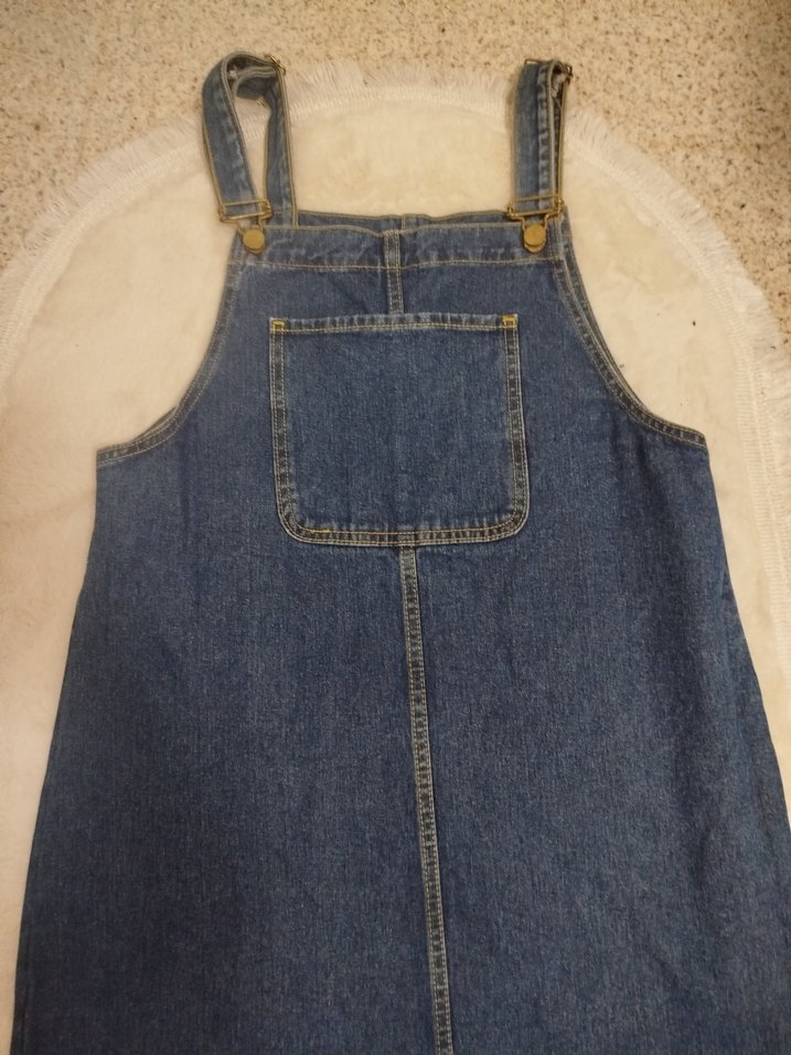 Kadın Lacivert Kot Kısa Salopet - Görsel 2