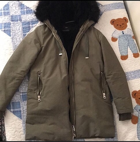 Zara kürk kapşonlu mont
