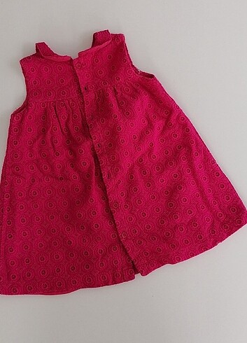 24-36 Ay Beden Kız Bebek Fuşya Kolsuz Elbise 92-98 cm