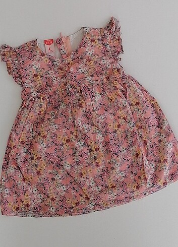 Çiçekli Pembe Kız Bebek Elbisesi