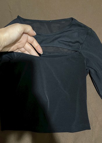 m Beden siyah Renk Uzun Kollu Siyah Fitted Bluz