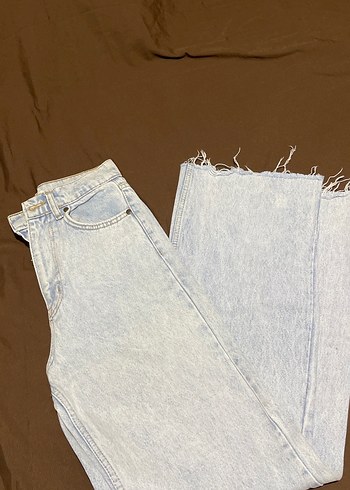 Bej Geniş Kesim Midi Denim Kadın Pantolon