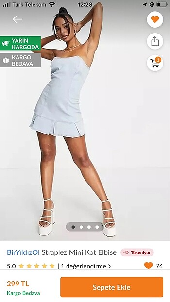 Asos asos straplez kot elbise