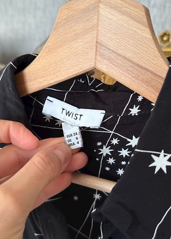 Twist Bohem Uzun Kollu Mavi Baskılı Gömlek