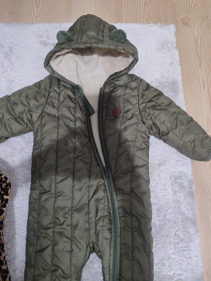 haki Kürklü Bebek Erkek Tulum mont - Görsel 2