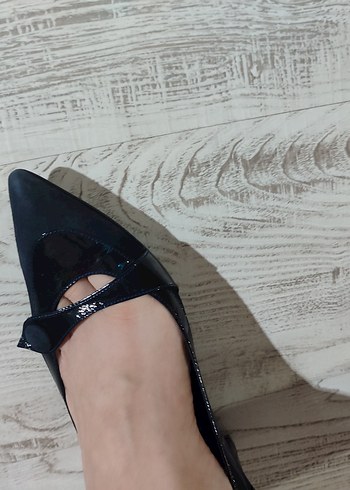 Koyu Mavi Süet Tokalı Yüksek Topuklu Stiletto - Görsel 3