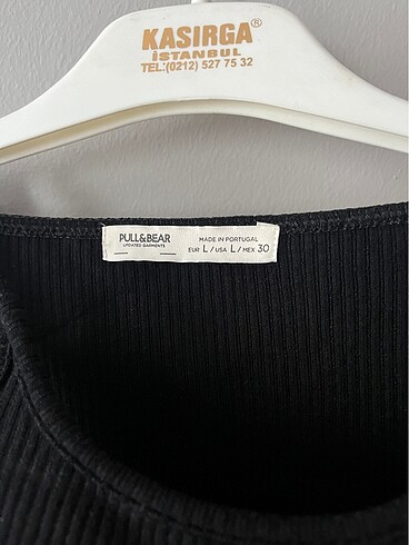 Pull and Bear Siyah Crop Triko